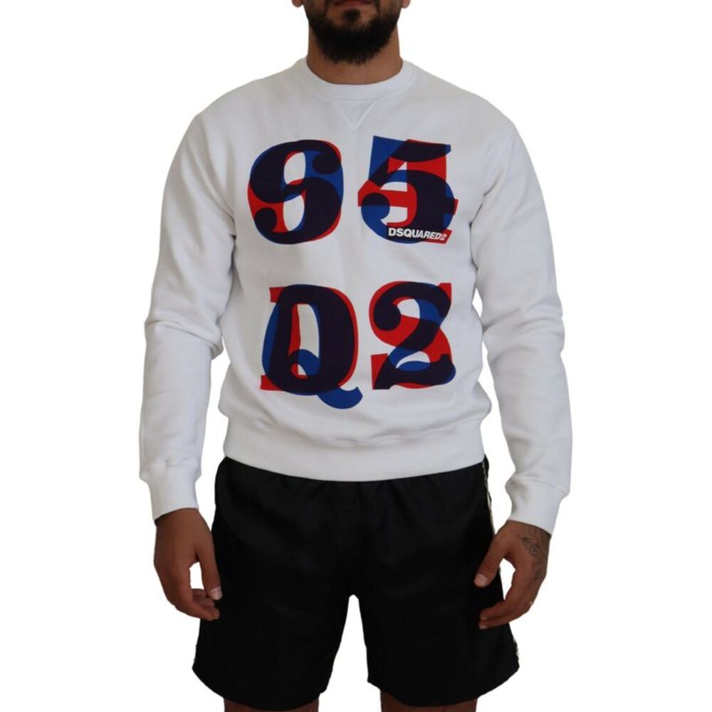 Dsquared² White Printed Long Sleeves Pullover Men's Sweater
